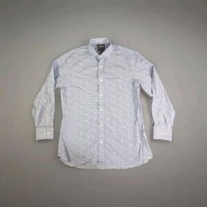 BONOBOS Wrinkle Free Men's Sz 16 1/2|33 Tailored Fit Dress Shirt Blue Floral C38